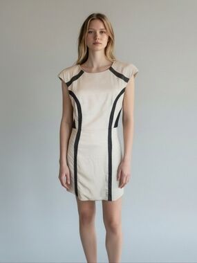 Cameo Cream & Black Netting Accent Dress (M)